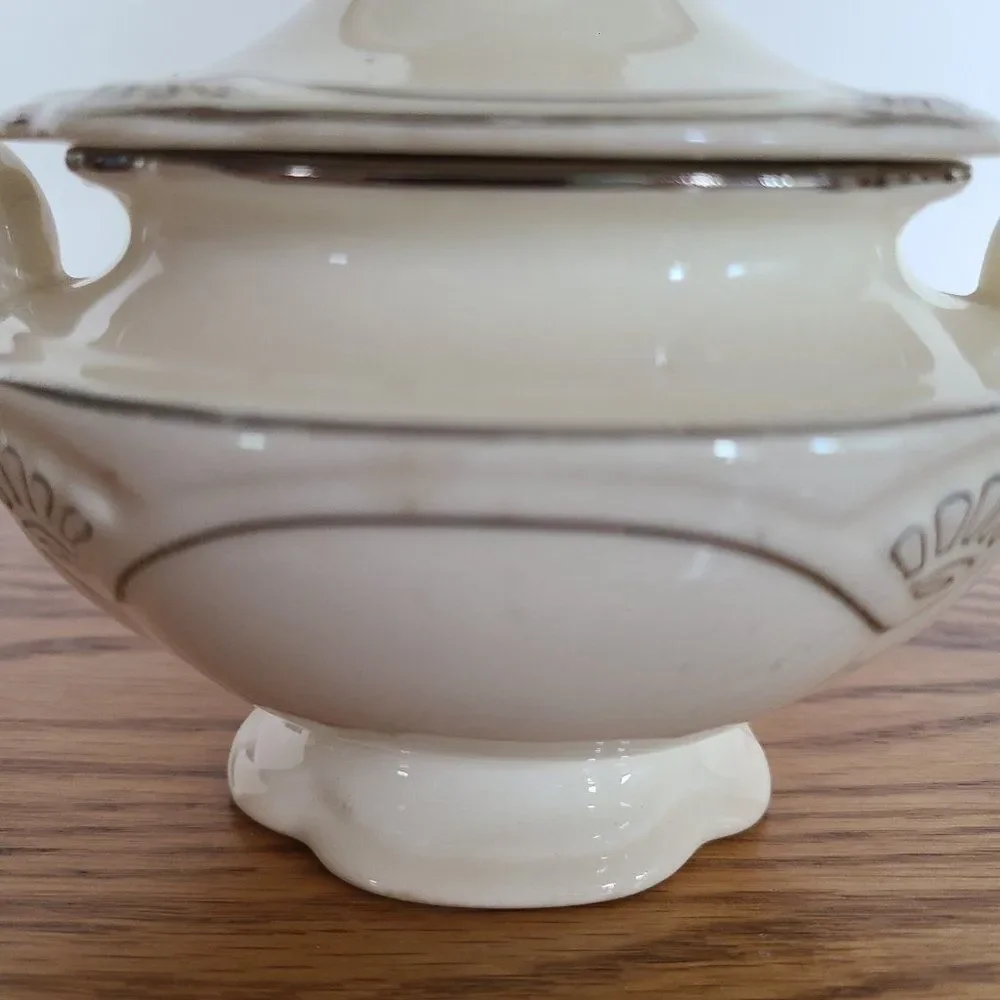 Vintage Homer Laughlin Marigold Production Small Sugar Bowl With Lid Circa 1930s